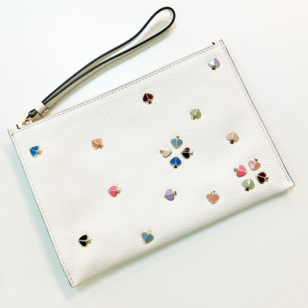 Kate Spade White Clutch with Colorful Gemstones